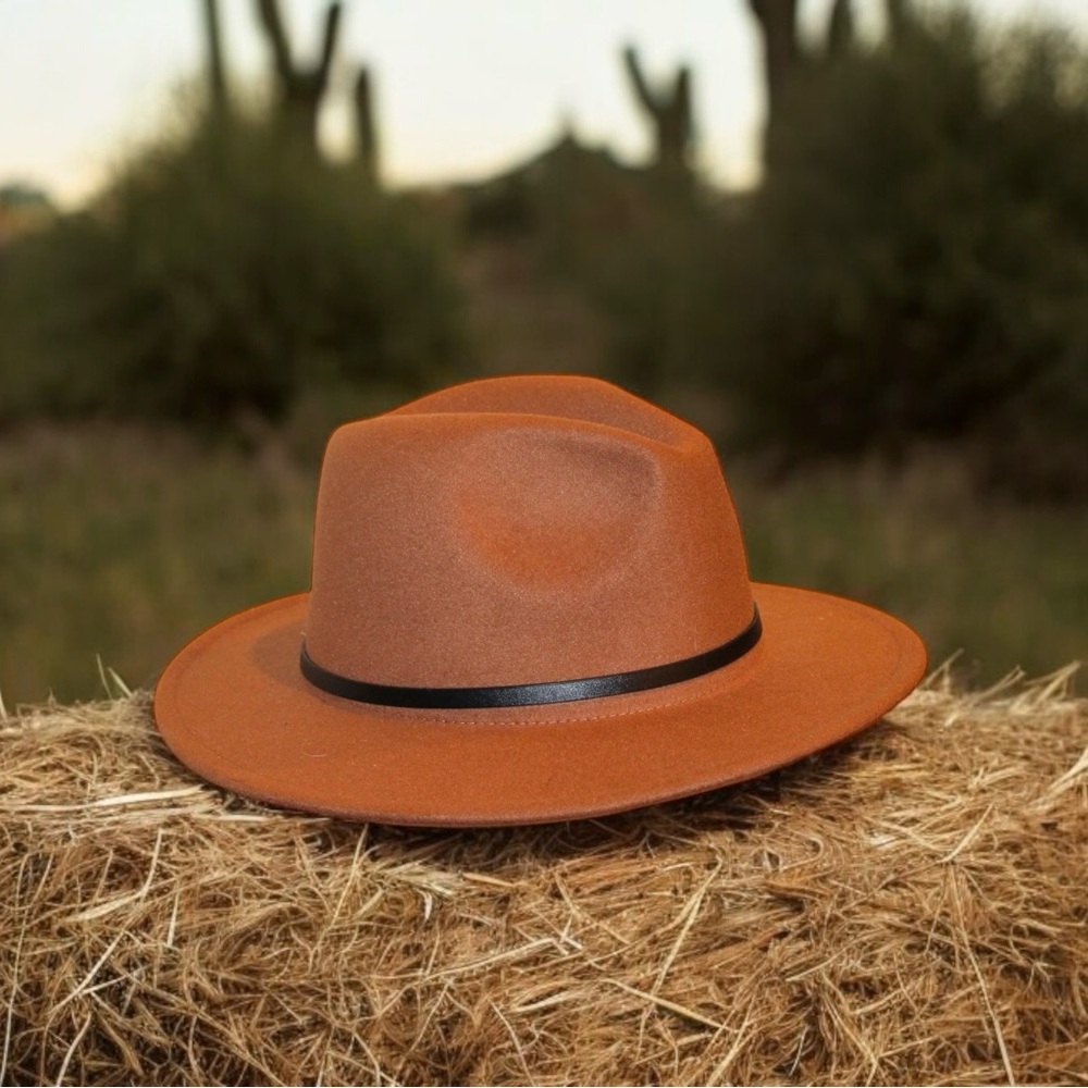 Lanzom Women’s Lady Retro Wool Wide Brim Panama Hat with Belt Buckle - NWOT